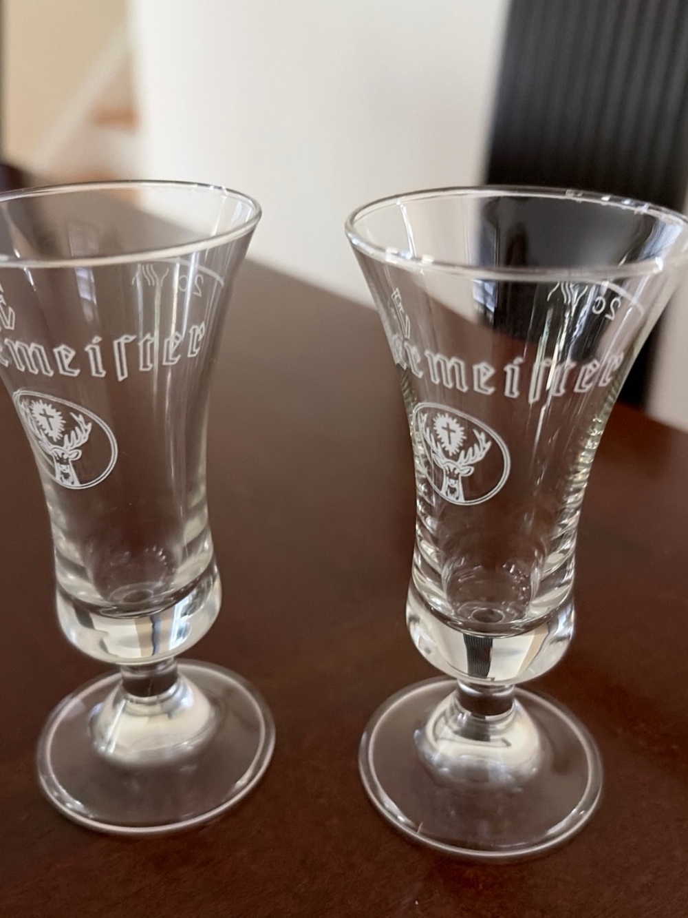 Jagermeister Clear Branded Stem Shot Glasses - Pair